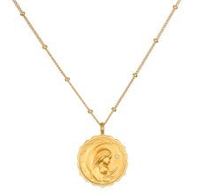 Protective Goddess Gold Necklace, Brass with 22k gold plated, white cz stone Necklace